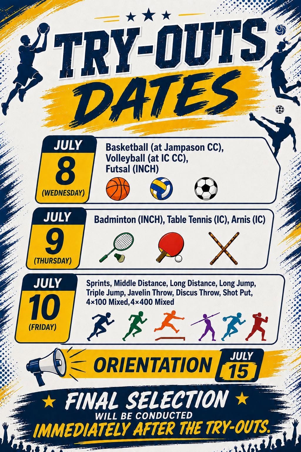 OFFICIAL TRY-OUT SCHEDULE